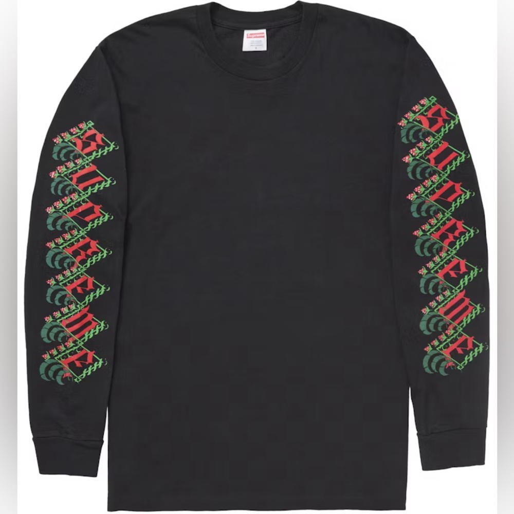 NEW SUPREME strawberries black long sleeve t shirt large